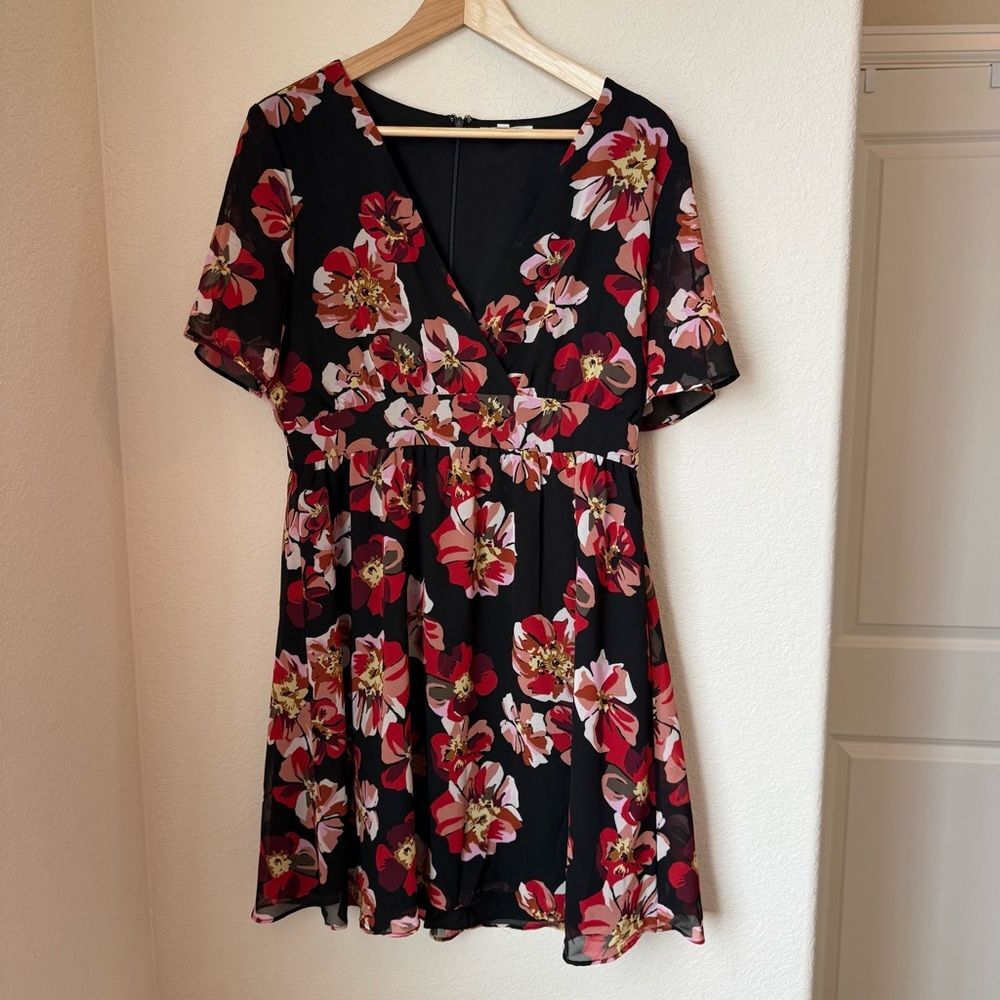 Madewell Tulip-Sleeve Mini Dress in French Rose Peri Clover Size 10